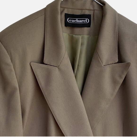 Vintage Cacharel Double-breasted Brown Wool Blazer-Size 46 Women - Picture 3 of 5